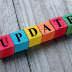 Letter blocks spell the word "update"